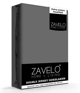 Zavelo Double Jersey Hoeslaken Antraciet-Lits-jumeaux (160x200 cm)