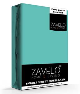 Zavelo Double Jersey Hoeslaken Turquoise-1-persoons (90x200 cm)