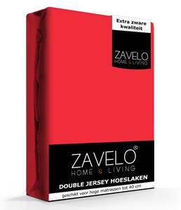 Zavelo Double Jersey Hoeslaken Rood-1-persoons (90x200 cm)