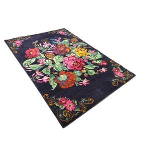 FlyCarpets Adrasos Vintage Donkerblauw Vloerkleed Gebloemd