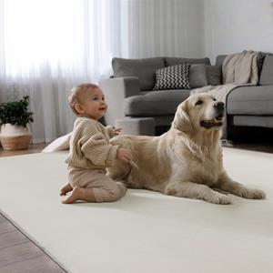 Merinos Superzacht Laagpolig Vloerkleed met bontlook Cream-117x160 cm