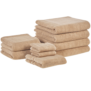 BELIANI Handdoek set van 9 katoen beige MITIARO