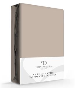 Primaviera Deluxe Katoen-Satijn Topper Hoeslaken Taupe-90 x 200 cm