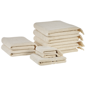 BELIANI Handdoek set van 9 katoen beige ATIU