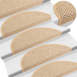 VidaXL Trapmatten zelfklevend 15 st sisal-look 65x25 cm lichtbeige