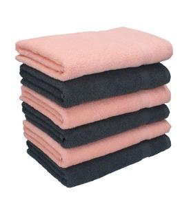 Betz Handtücher »6 Stück Handtücher Palermo 100% Baumwolle Größe 50 x 100 cm Handtuch Set Farbe anthrazit und apricot«