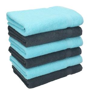 Betz Handtücher »6 Stück Handtücher Palermo 100% Baumwolle Größe 50 x 100 cm Handtuch Set Farbe anthrazit und türkis«