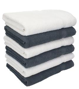 Betz Handtücher »6 Stück Handtücher Palermo 100% Baumwolle Handtuch-Set Farbe weiß und anthrazit«