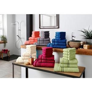 My Home Handtuch Set »Niki«, Walkfrottee, (Set, 7-tlg), Handtuchset mit mehrfarbigen Streifenbordüren, aus 100% Baumwolle