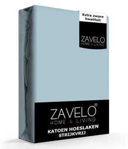 Zavelo Hoeslaken Katoen Strijkvrij Blauw-1-persoons (80x200 cm)