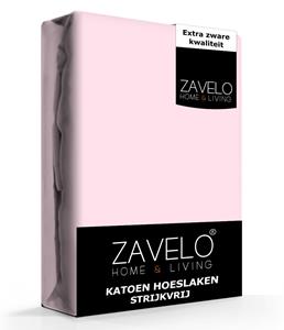 Zavelo Hoeslaken Katoen Strijkvrij Roze-1-persoons (90x200 cm)
