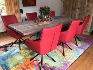 ShopX Leren eetkamerstoel fancy, rood leer, rode keukenstoelen