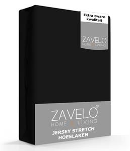 Zavelo Jersey Hoeslaken Zwart-Lits-jumeaux (160x200 cm)