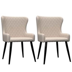 VIDAXL Esszimmerstühle 2 Stk. Cremeweiß Stoff