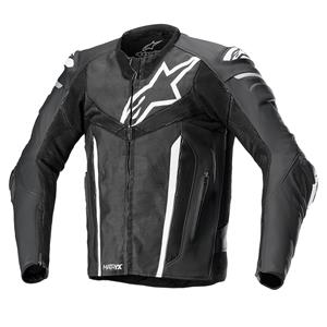 Alpinestars Fusion Leather Jacket Black White Metallic Gray