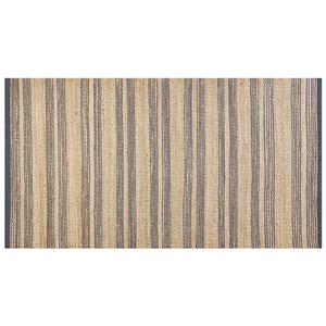 Beliani - Teppich Läufer Jute beige / grau 80 x 150 cm Streifen hangewebt natürlich Budho - Grau