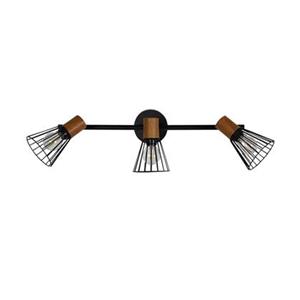 Hioshop Atticus verlichting wandlamp 48,5x16,5x15cm staal zwart, hout.