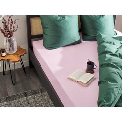 beliani Spannbettlaken Rosa Baumwolle 140 x 200 cm mit Hohem Steg Gummizug Steghöhe 30 cm Modern für Matratze Schlafzimmer Ausstattung Zubehör - Rosa
