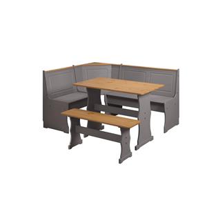 Hioshop Paterno Set Hoekbank, Tafel, Kleine Bank Grijs,honing.