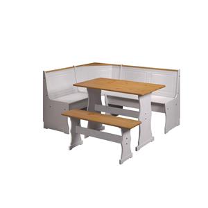 ebuy24 Esszimmerstuhl Paterno Satz Eckbank, Tisch, kleine Bank weiß,honi
