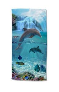 GMD Living Strandtuch WILL, Motiv: Delfine auf der Vorderseite und weiße Rückseite