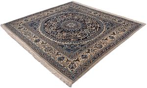 Morgenland Orientteppich Perser - Nain quadratisch - 196 x 189 cm - blau, quadratisch, 10 mm Höhe, Wohnzimmer, Handgeknüpft, Einzelstück mit Zertifikat