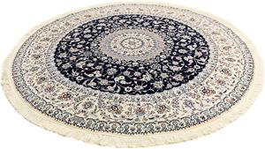 Morgenland Orientteppich Perser - Nain - Premium rund - 250 x 250 cm - dunkelblau, rund, 6 mm Höhe, Wohnzimmer, Handgeknüpft, Einzelstück mit Zertifikat