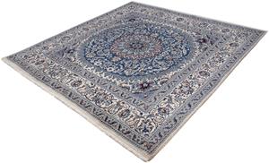 Morgenland Orientteppich Perser - Nain quadratisch - 205 x 193 cm - blau, quadratisch, 10 mm Höhe, Wohnzimmer, Handgeknüpft, Einzelstück mit Zertifikat