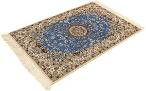 Morgenland Orientteppich Perser - Nain - Premium - 120 x 80 cm - blau, rechteckig, 6 mm Höhe, Wohnzimmer, Handgeknüpft, Einzelstück mit Zertifikat