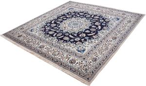 Morgenland Orientteppich Perser - Nain quadratisch - 207 x 198 cm - dunkelblau, quadratisch, 10 mm Höhe, Wohnzimmer, Handgeknüpft, Einzelstück mit Zertifikat