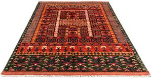 Morgenland Orientteppich Afghan - 196 x 158 cm - rot, rechteckig, 7 mm Höhe, Wohnzimmer, Handgeknüpft, Einzelstück mit Zertifikat