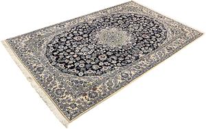 Morgenland Orientteppich Perser - Nain - Royal - 204 x 128 cm - dunkelblau, rechteckig, 10 mm Höhe, Wohnzimmer, Handgeknüpft, Einzelstück mit Zertifikat