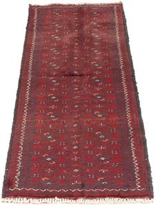 Morgenland Orientteppich Afghan - 140 x 44 cm - rot, rechteckig, 7 mm Höhe, Wohnzimmer, Handgeknüpft, Einzelstück mit Zertifikat
