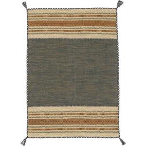 Carpetfine Teppich Kelim Azizi, rechteckig, 5 mm Höhe, Baumwolle, Wendeteppich mit Fransen, Wohnzimmer