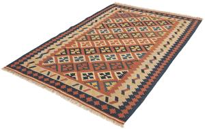 Morgenland Wollteppich Kelim - Oriental - 195 x 124 cm - orange, rechteckig, 6 mm Höhe, Wohnzimmer, Einzelstück