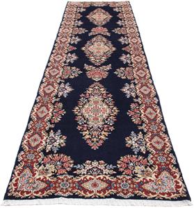 Morgenland Orientteppich Perser - Royal - 407 x 96 cm - dunkelblau, rechteckig, 10 mm Höhe, Wohnzimmer, Handgeknüpft, Einzelstück mit Zertifikat