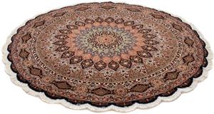 Morgenland Orientteppich Perser - Täbriz - Royal rund - 150 x 150 cm - braun, rund, 7 mm Höhe, Wohnzimmer, Handgeknüpft, Einzelstück mit Zertifikat