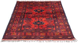 Morgenland Orientteppich Afghan - Kunduz - 143 x 101 cm - dunkelrot, rechteckig, 7 mm Höhe, Wohnzimmer, Handgeknüpft, Einzelstück mit Zertifikat