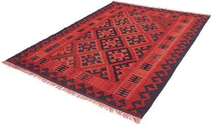 Morgenland Wollteppich Kelim - Oriental - 210 x 151 cm - rot, rechteckig, 6 mm Höhe, Wohnzimmer, Einzelstück