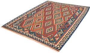 Morgenland Wollteppich Kelim - Oriental - 213 x 165 cm - dunkelrot, rechteckig, 6 mm Höhe, Wohnzimmer, Einzelstück