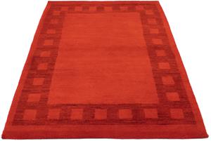 Morgenland Wollteppich Gabbeh - Indus - 156 x 98 cm - rot, rechteckig, 18 mm Höhe, Wohnzimmer, Handgeknüpft, Einzelstück mit Zertifikat