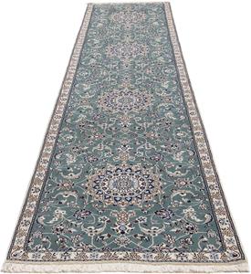 Morgenland Orientteppich Perser - Nain - Royal - 394 x 88 cm - hellblau, rechteckig, 10 mm Höhe, Wohnzimmer, Handgeknüpft, Einzelstück mit Zertifikat