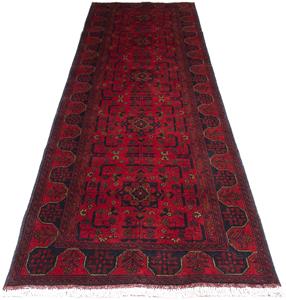 Morgenland Orientteppich Afghan - Kunduz - 294 x 82 cm - dunkelrot, rechteckig, 7 mm Höhe, Wohnzimmer, Handgeknüpft, Einzelstück mit Zertifikat