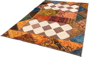 Morgenland Teppich Patchwork - 229 x 163 cm - mehrfarbig, rechteckig, 7 mm Höhe, Wohnzimmer, Handgeknüpft, Einzelstück mit Zertifikat