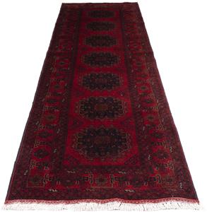 Morgenland Orientteppich Afghan - Kunduz - 295 x 82 cm - dunkelrot, rechteckig, 7 mm Höhe, Wohnzimmer, Handgeknüpft, Einzelstück mit Zertifikat