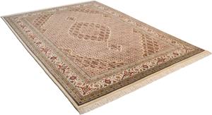 Theko Orientteppich Mahi Tabriz, rechteckig, 12 mm Höhe, handgeknüpft, Material: 80%Wolle, 20% Seide, mit Fransen