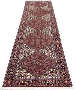 Morgenland Orientteppich Perser - Bidjar - 403 x 86 cm - dunkelrot, rechteckig, 15 mm Höhe, Wohnzimmer, Handgeknüpft, Einzelstück mit Zertifikat