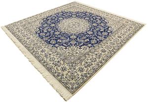 Morgenland Orientteppich Perser - Nain - Royal quadratisch - 250 x 250 cm - blau, quadratisch, 10 mm Höhe, Wohnzimmer, Handgeknüpft, Einzelstück mit Zertifikat