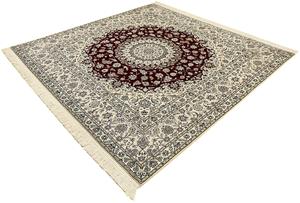 Morgenland Orientteppich Perser - Nain - Premium quadratisch - 207 x 206 cm - dunkelrot, quadratisch, 6 mm Höhe, Wohnzimmer, Handgeknüpft, Einzelstück mit Zertifikat