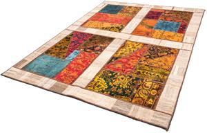 Morgenland Teppich Patchwork - 221 x 161 cm - mehrfarbig, rechteckig, 7 mm Höhe, Wohnzimmer, Handgeknüpft, Einzelstück mit Zertifikat